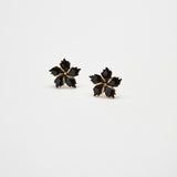 Vintage Gold and Black Flower Earrings