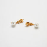 Vintage Knot Gold and Pearl Drop Earrings