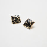 Vintage Black and Gold Square Earrings