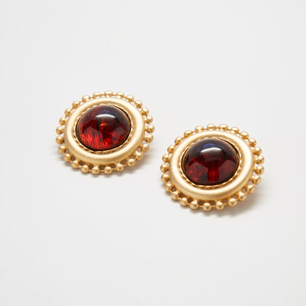 Vintage Gold Dome Statement Earrings
