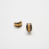 Vintage Monet Gold & Black Patterned Hoop Earrings