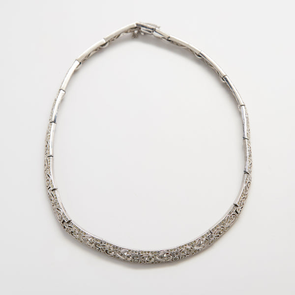 Vintage Silver Tennis Necklace