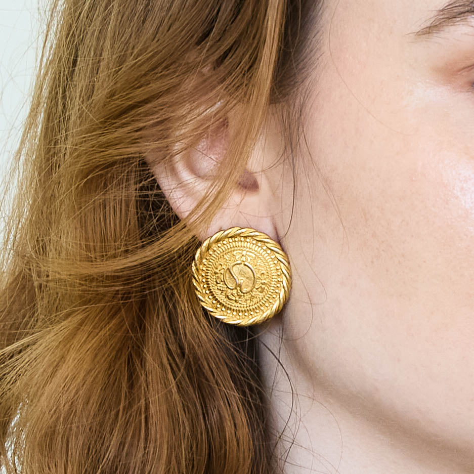Vintage St. John Gold Coin Earrings