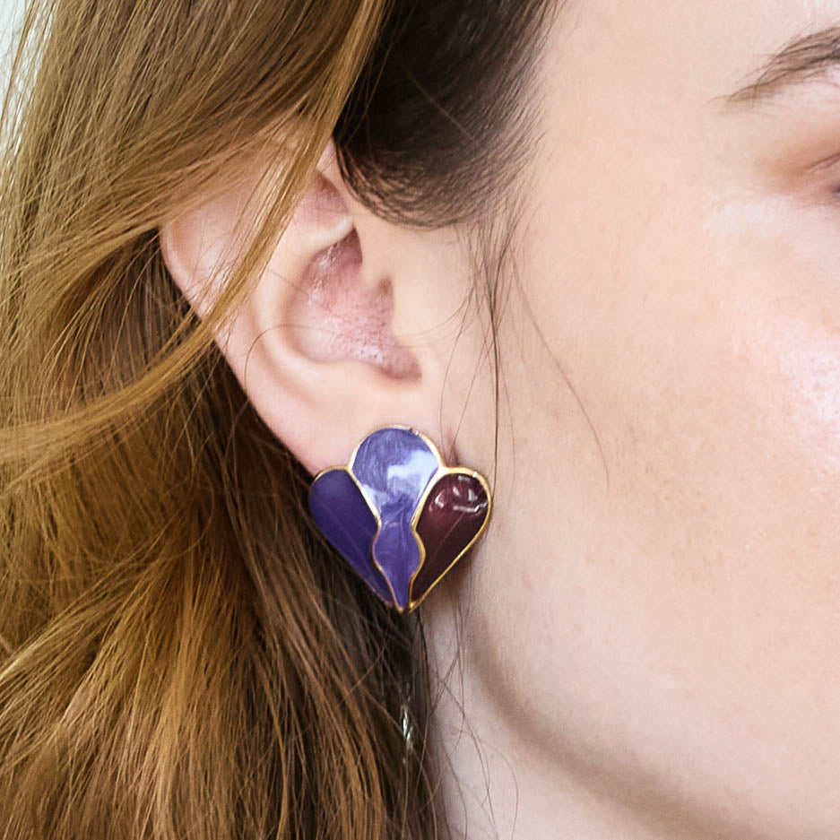 Vintage Purple Scalloped Petal Earrings