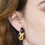 Vintage CZ Etched Rope Stud Earrings