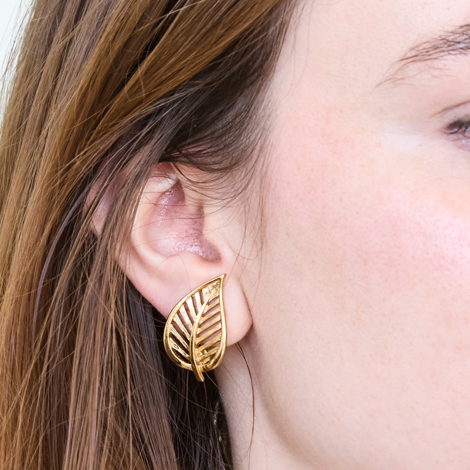 Vintage Monet Gold Leaf Earrings