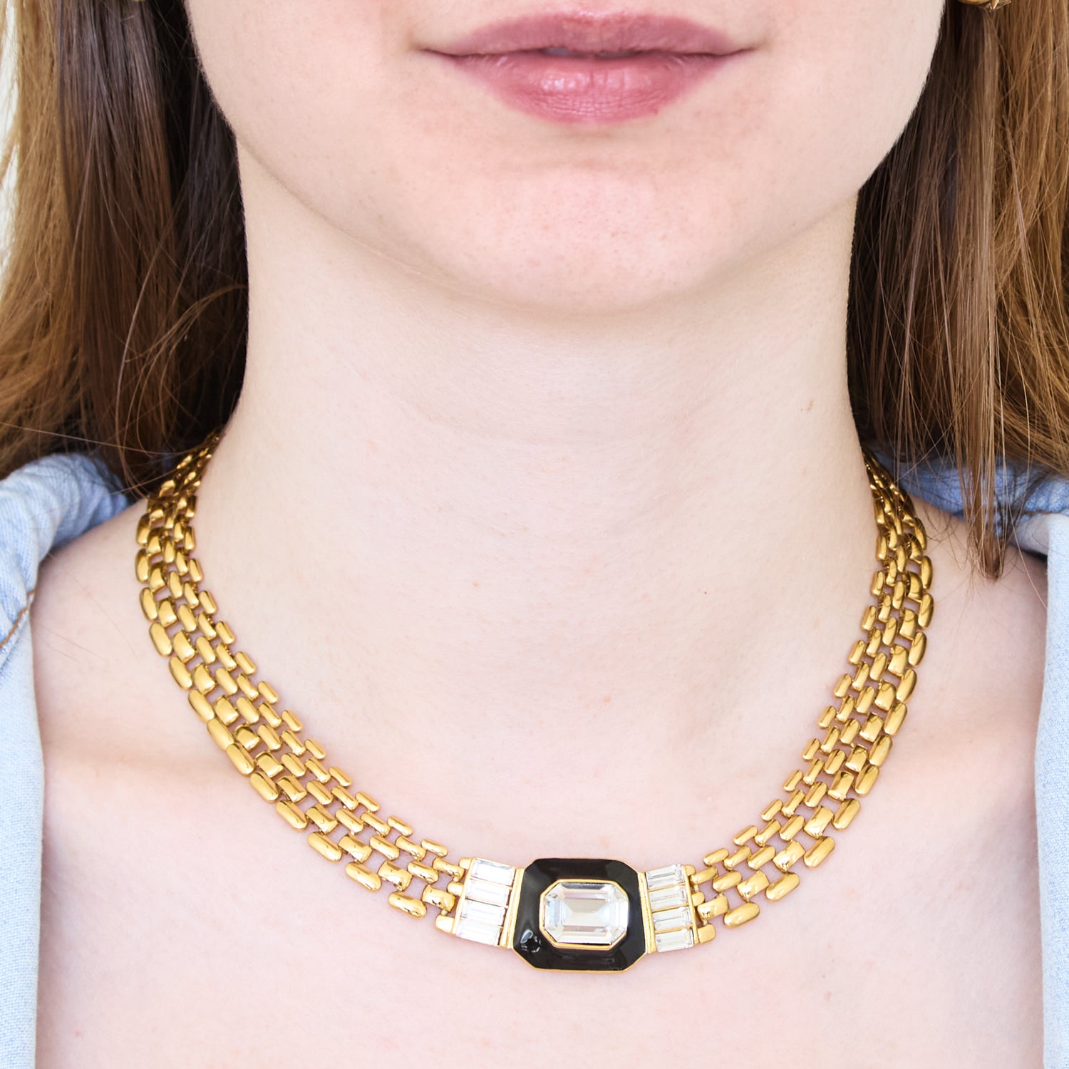 Vintage Napier Gold Pave Statement Necklace