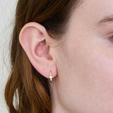 White CZ Square Huggie Earrings