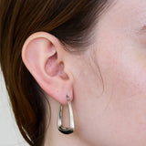 Medium Silver Triangle Hoop Earrings