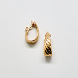 Vintage Monet Gold Sculpted Hoop Earrings - Admiral Row