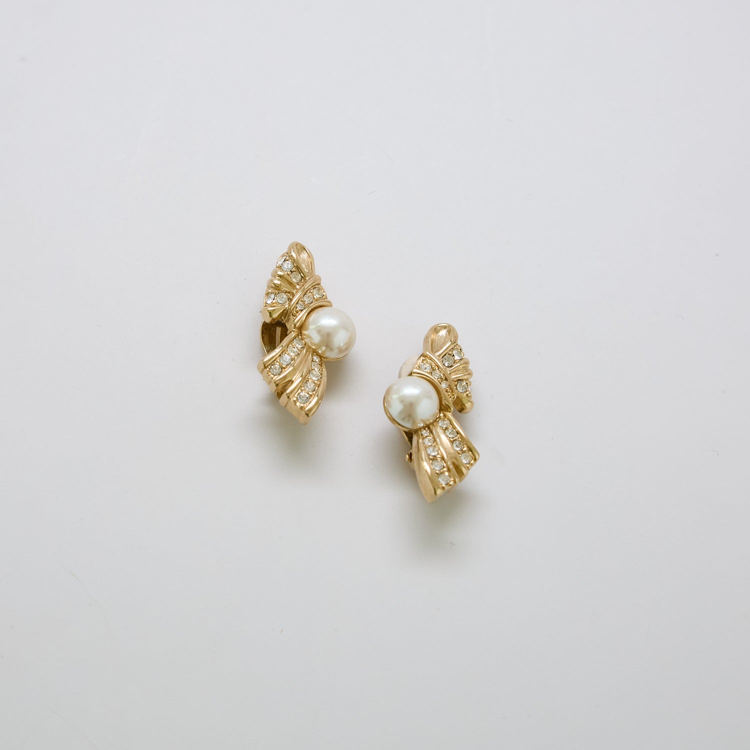 Vintage Swarovski Pearl Bow Earrings - Admiral Row