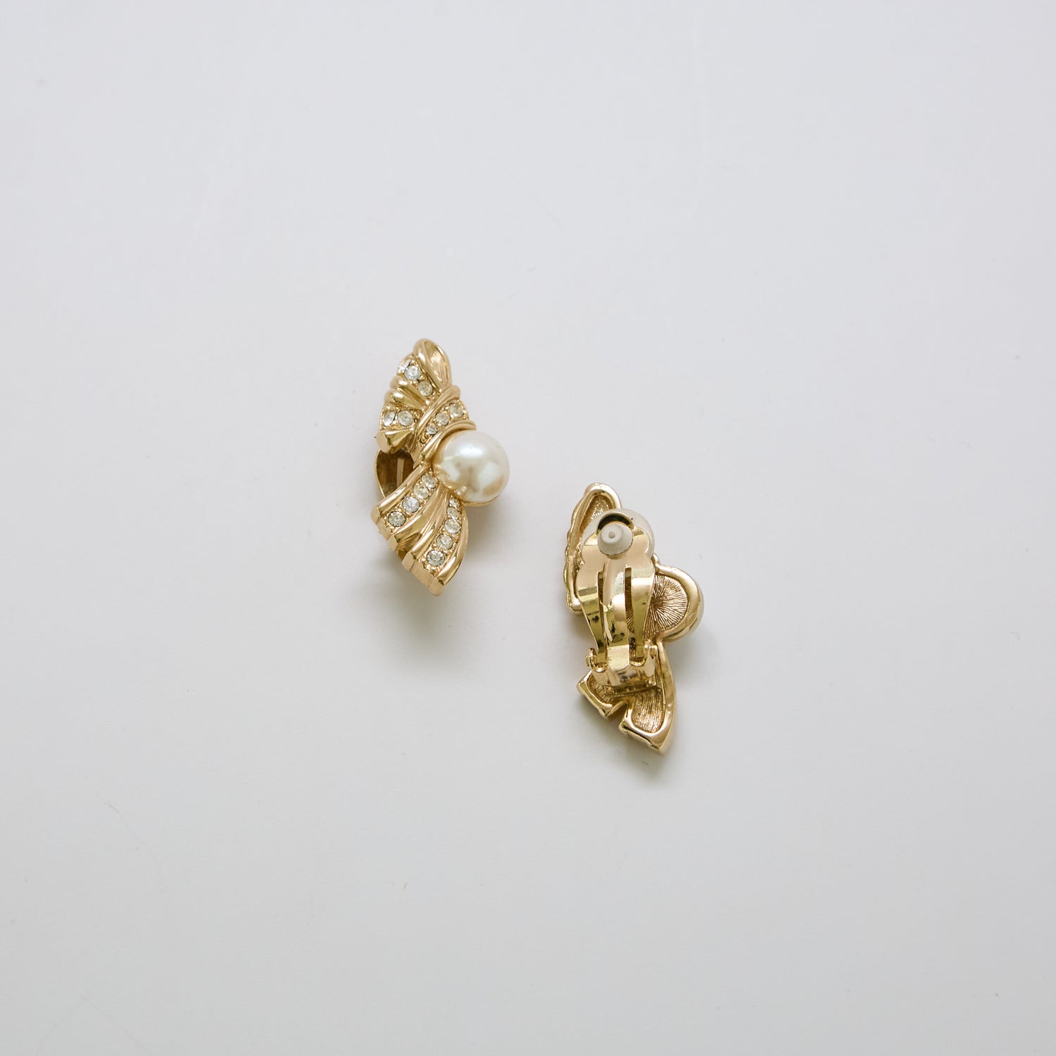 Vintage Swarovski Pearl Bow Earrings - Admiral Row