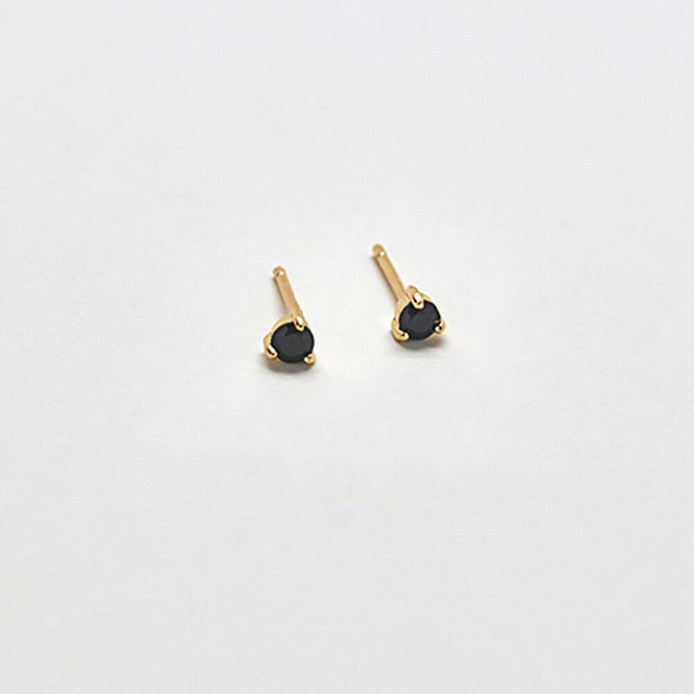 Black CZ Round Stud Earrings - Admiral Row