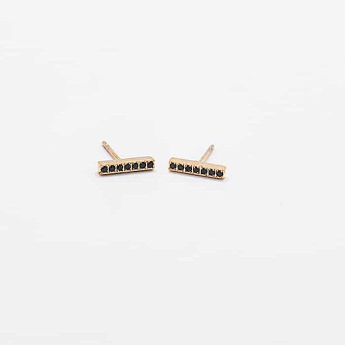 Black Pave Gold Bar Stud Earrings - Admiral Row