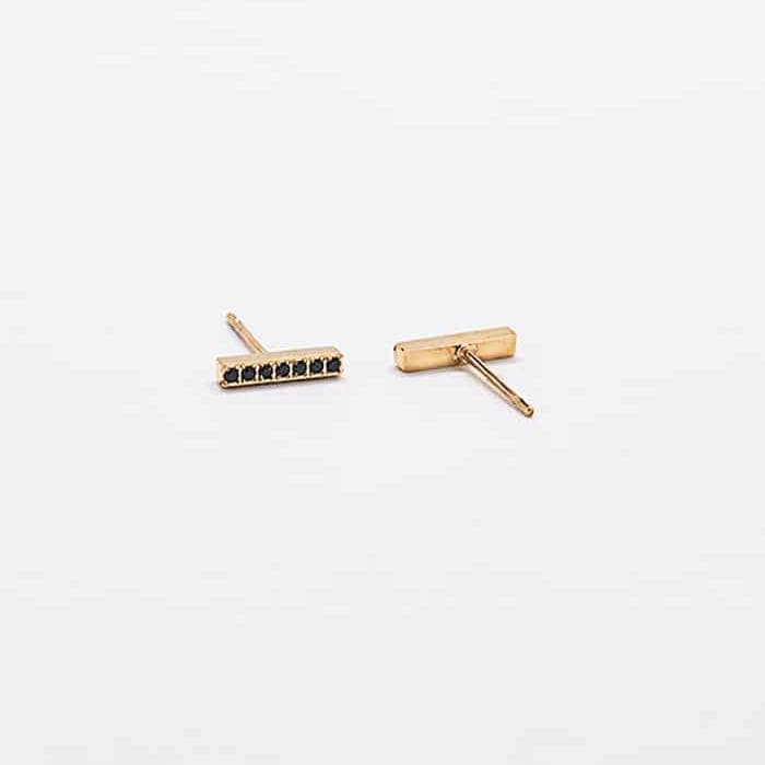 Black Pave Gold Bar Stud Earrings - Admiral Row