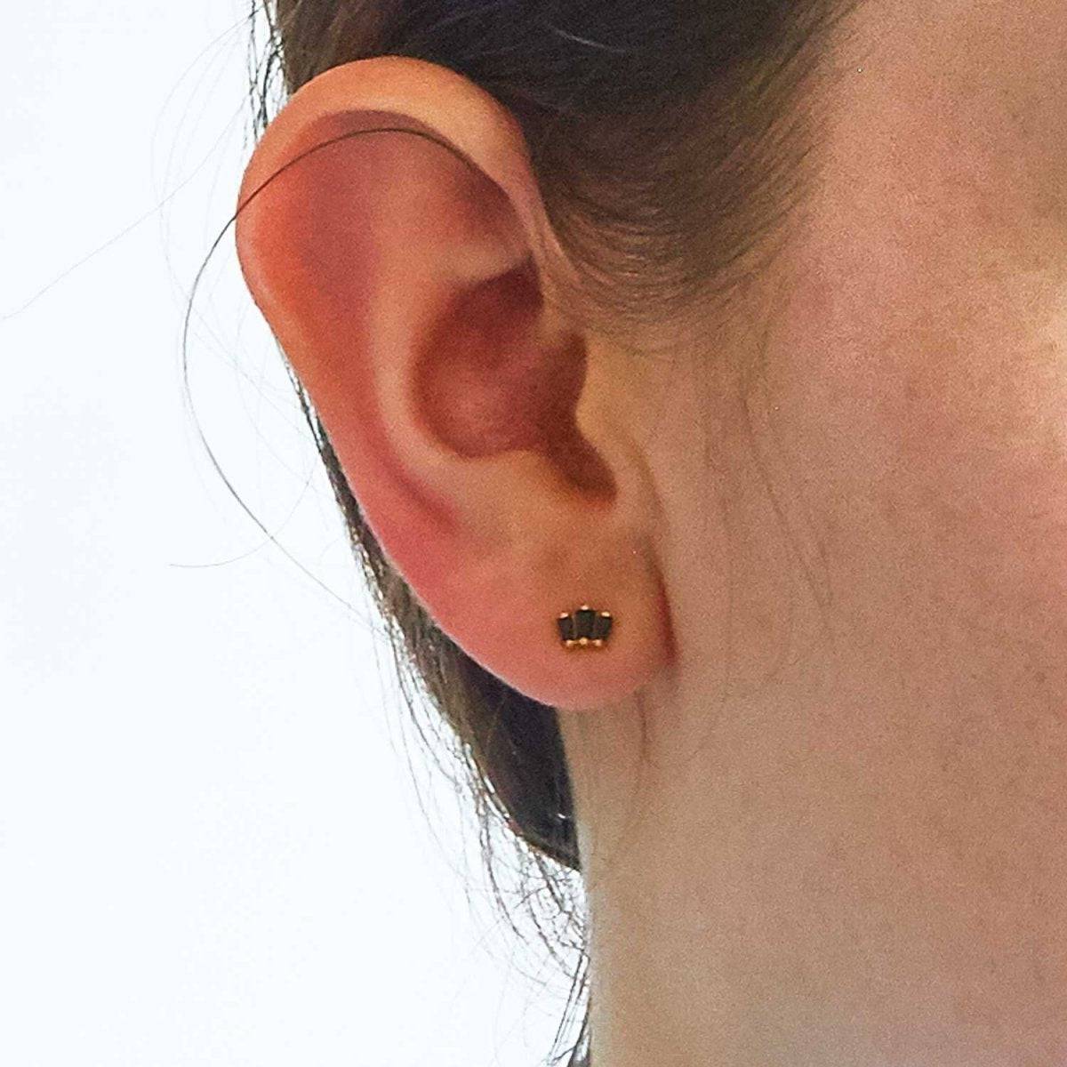 Black Trio Baguette Gold Studs - Admiral Row