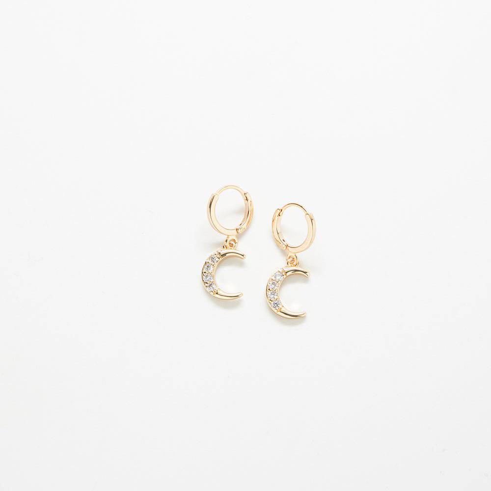 CZ Crescent Moon Huggie Earrings - Admiral Row