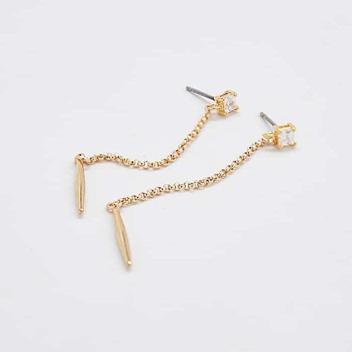 Diamond Gold Spike Drop Earrings - Admiral Row