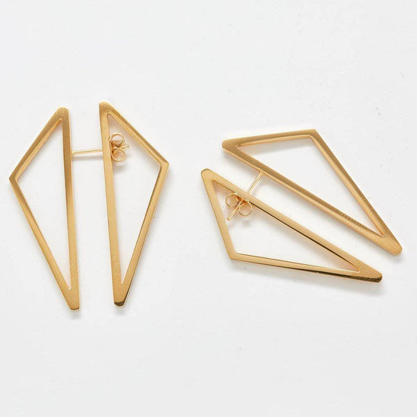 ピアス [BLACKMUSE] Glam gold tone triangle Earrings 14K Triangle Earrings, 18K Triangle Hoop Earrings, Geometric