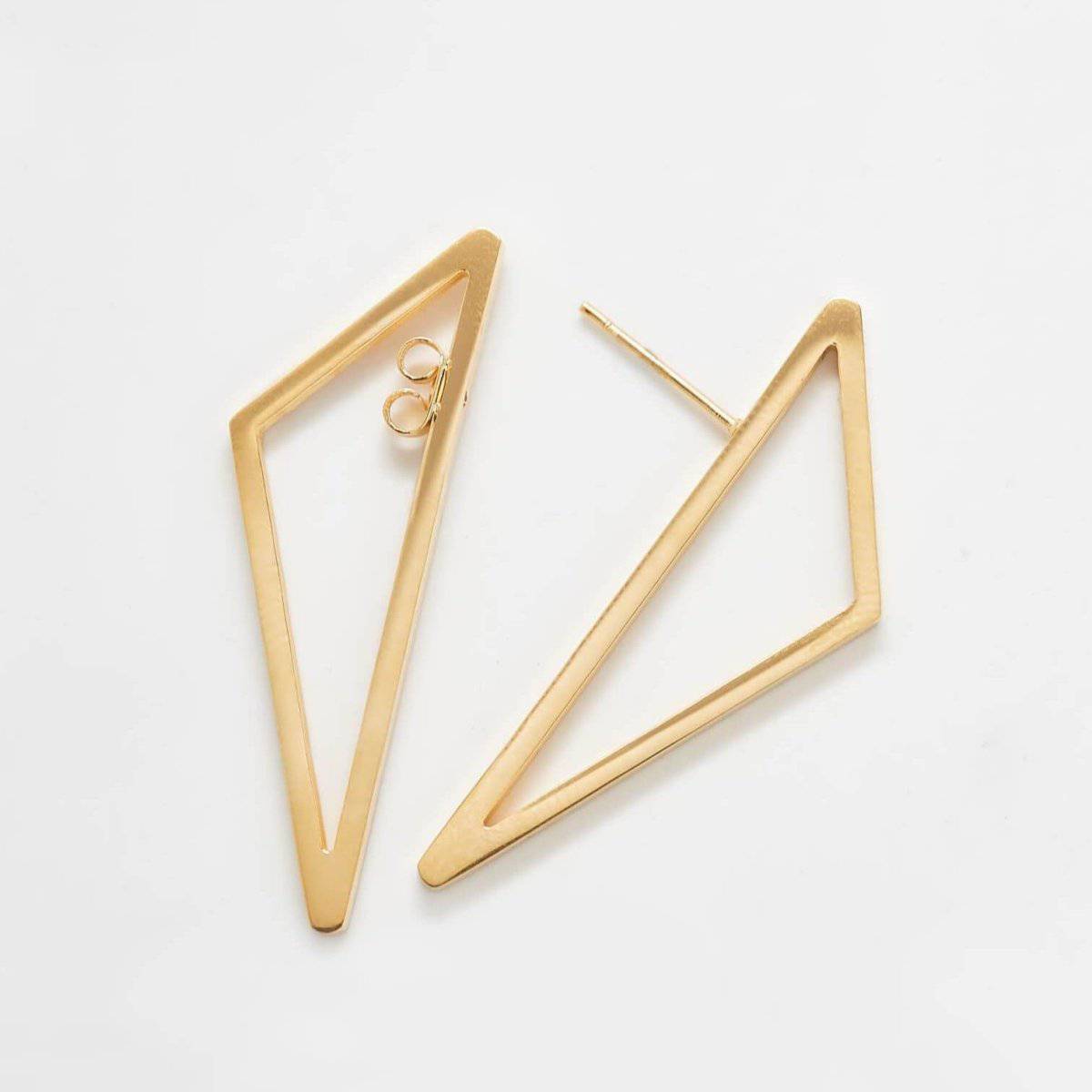 Double-Sided Gold Geometric Triangle Earrings - Admiral Row