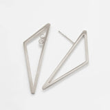 Double-Sided Silver Geometric Triangle Earrings - Admiral Row