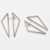 Double-Sided Silver Geometric Triangle Earrings - Admiral Row