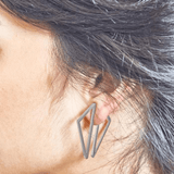 Double-Sided Silver Geometric Triangle Earrings - Admiral Row