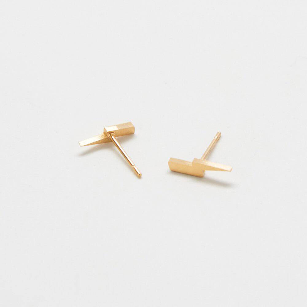 Gold Lightning Bolt Stud Earrings - Admiral Row