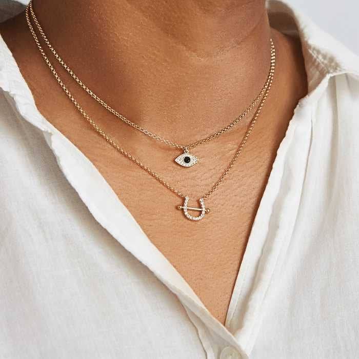 Gold Pave Horseshoe Necklace - Admiral Row