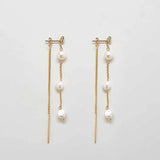 Gold Pearl Chain Drop Earrings - Admiral Row
