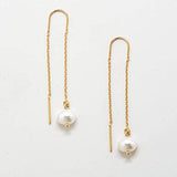 Gold Pearl Threader Drop Earrings - Admiral Row