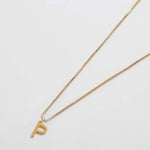 Gold initial necklace with letter P pendant