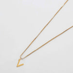 Gold initial necklace with letter V pendant