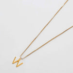 Gold initial necklace with letter W pendant