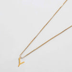 Gold initial necklace with letter Y pendant
