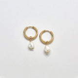 Gold Single Pearl Huggie Earrings - Best Seller - Admiral Row