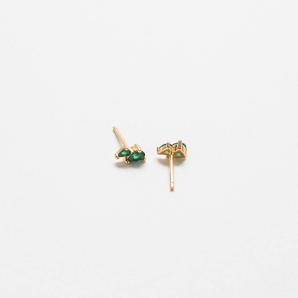 Green CZ Double Teardrop Stud Earrings - Admiral Row