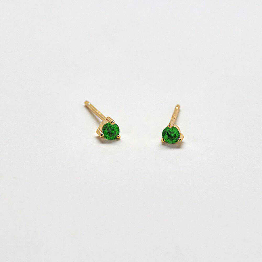 Green CZ Round Stud Earrings - Admiral Row