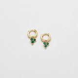 Green Pave Geometric Huggie Earrings - Admiral Row
