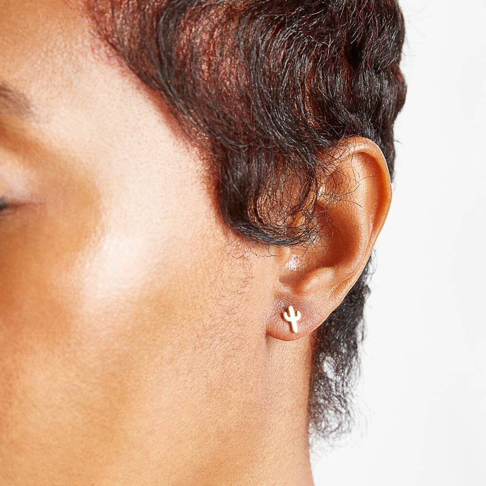 Gold Cactus Stud Earrings - Imperfect - Admiral Row