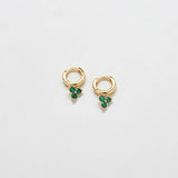 Green Pave Geometric Huggie Earrings - Imperfect - Admiral Row