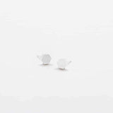 Silver Solid Hexagon Stud Earrings - Imperfect
