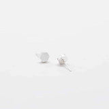 Silver Solid Hexagon Stud Earrings - Imperfect