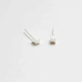Tiny Silver Cube Square Earrings - Imperfect - Admiral Row