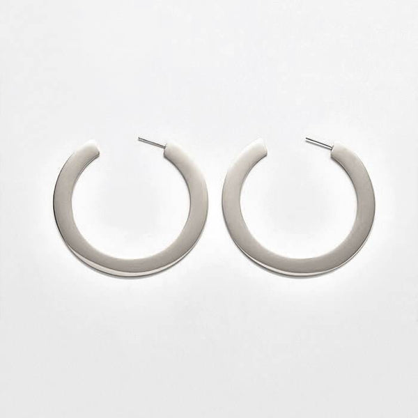 Medium Silver Flat Hoop Earrings | Admiral Row Medium Silver Flat Hoop Earrings | Admiral Row