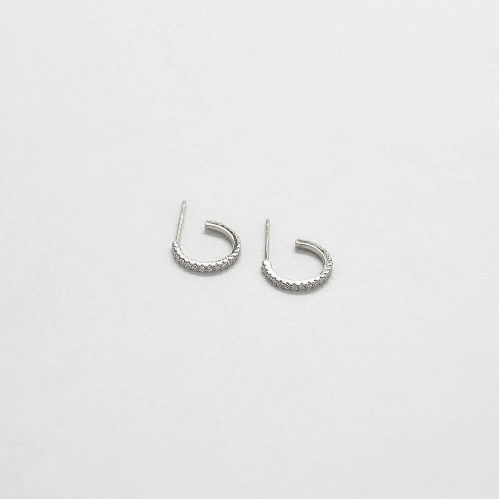 Mini Pave Silver Hoop