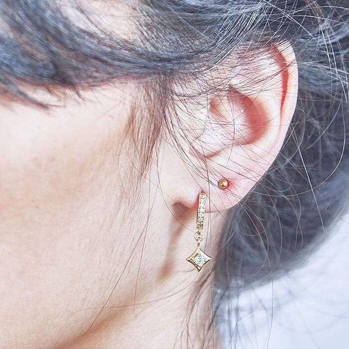 Pave Geometric Huggie Earrings - Admiral Row