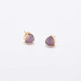 Rose Quartz Gold Triangle Studs