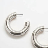 Silver Medium Chunky Hoop Earrings - Admiral Row