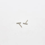 Two silver bar earrings on a white background